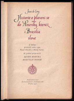 Jean de Léry: Historie o plavení se do Ameriky, kteráž i Brasilia slove