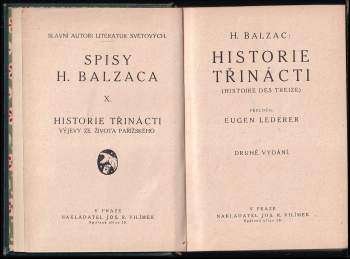 Honoré de Balzac: Historie třinácti