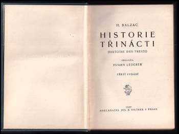 Honoré de Balzac: Historie třinácti