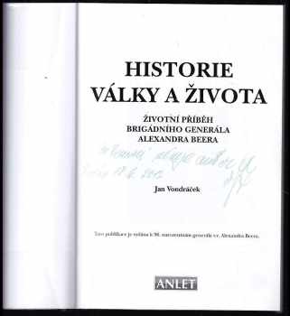 Jan Vondráček: Historie války a života