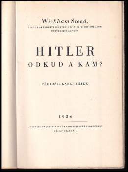 Henry Wickham Steed: Hitler