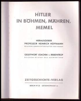 Adolf Hitler: Hitler in Böhmen, Mähren, Memel