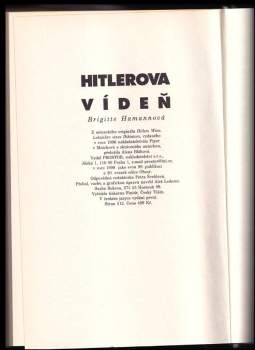 Brigitte Hamann: Hitlerova Vídeň