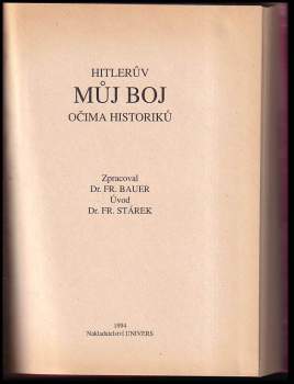 František Bauer: Hitlerův Můj boj očima historiků