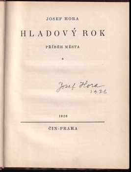 Josef Hora: Hladový rok