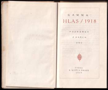 Gustav Jaroš-Gamma: Hlas 1918