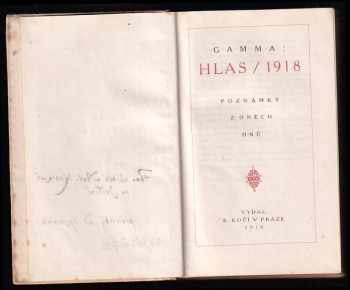 Gustav Jaroš-Gamma: Hlas 1918