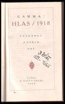 Gustav Jaroš-Gamma: Hlas 1918