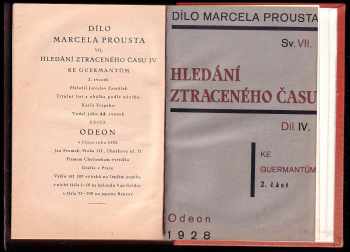 Marcel Proust: Hledání ztraceného času Sv. IV, Ke Guermantům. 1. + 2. č