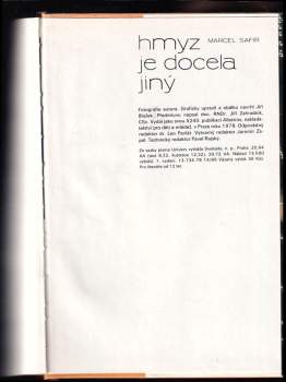 Marcel Safír: Hmyz je docela jiný