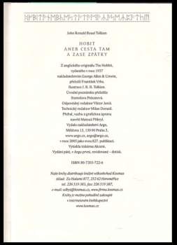 J. R. R Tolkien: Hobit, aneb, Cesta tam a zase zpátky