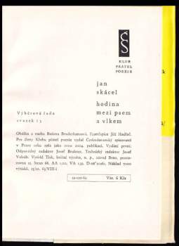 Jan Skácel: Hodina mezi psem a vlkem