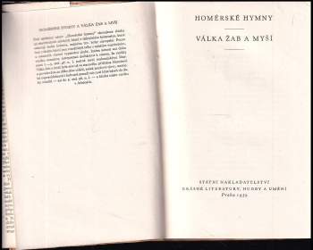 Homérské hymny ; Válka žab a myší