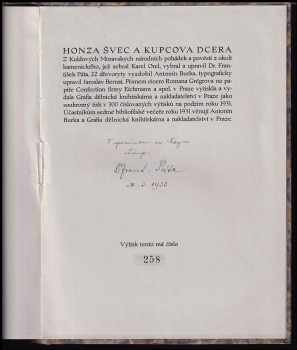 Beneš Metod Kulda: Honza švec a kupcova dcera