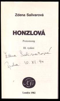 Zdena Salivarová: Honzlová