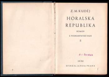 Zdeněk Matěj Kuděj: Horalská republika