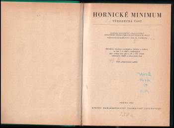 Miloslav Ulbrich: Hornické minimum