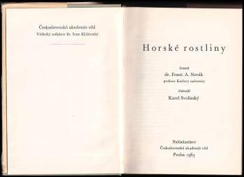 Karel Svolinský: Horské rostliny