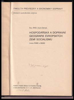 Kamil Skrbek: Hospodářská a dopravní geografie evropských zemí socialismu (mimo ČSSR a SSSR)
