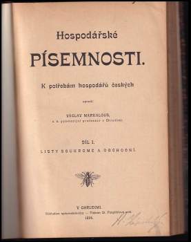 Václav Markalous: Hospodářské písemnosti
