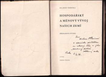 Josef Nožička: Hospodářský a měnový vývoj našich zemí