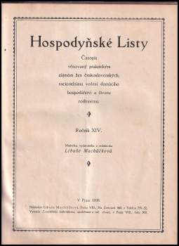 Libuše Macháčková: Hospodyňské Listy Ročník XIV. 1938 č. 1-12