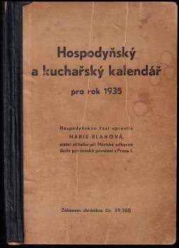 Hospodyňský a kuchařský kalendář pro rok 1935