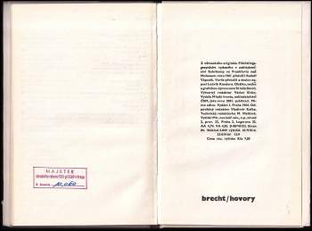 Bertolt Brecht: Hovory na útěku