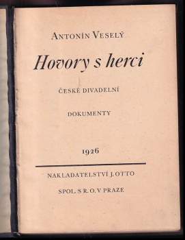 Antonín Veselý: Hovory s herci