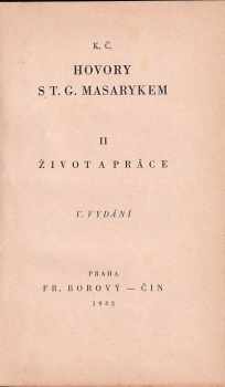 Karel Čapek: Hovory s T.G. Masarykem