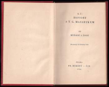 Karel Čapek: Hovory s T.G. Masarykem