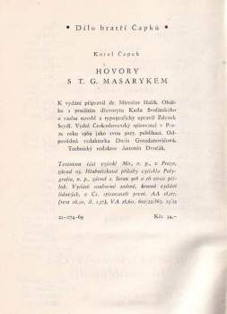 Karel Čapek: Hovory s T.G. Masarykem