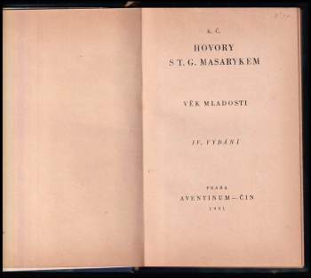 Karel Čapek: Hovory s T.G.Masarykem
