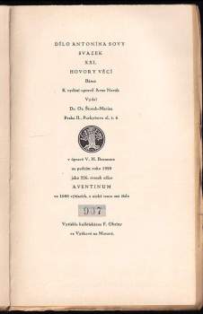 Antonín Sova: Hovory věcí