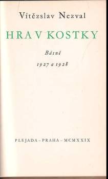 Vítězslav Nezval: Hra v kostky