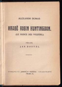 Alexandre Dumas: Hrabě Robin Huntingdon