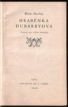 Walter Heichen: Hraběnka Dubarryová