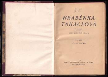 Josef Adler: Hraběnka Takácsová