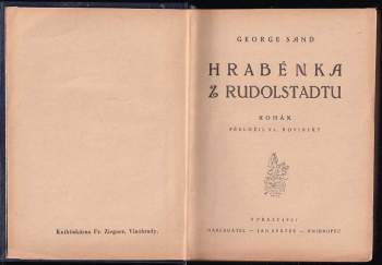 George Sand: Hraběnka z Rudolstadtu, 1. - 3. díl v jednom svazku