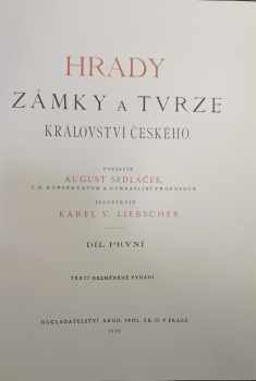August Sedláček: Hrady, zámky a tvrze Království českého