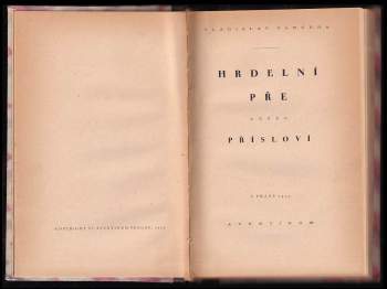 Vladislav Vančura: Hrdelní pře, anebo, Přísloví