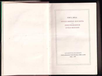 Émile Zola: Hřích abbého Moureta ; Jeho Excelence Evžen Rougon