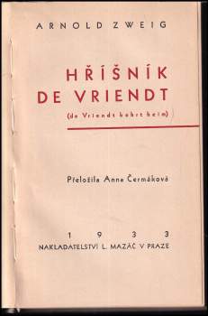 Arnold Zweig: Hříšník de Vriendt