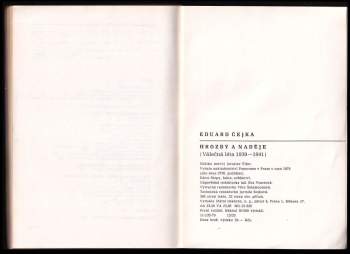 Eduard Čejka: Hrozby a naděje