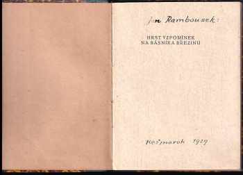 Jan Rambousek: Hrst vzpomínek na básníka Březinu PODPIS