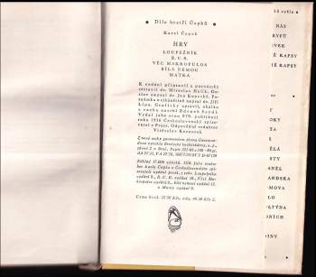 Karel Čapek: Hry