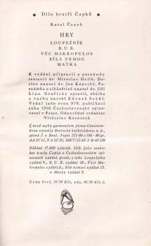 Karel Čapek: Hry