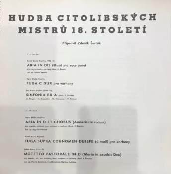 Karel Blažej Kopřiva: Hudba Citolibských Mistrů 18. Století (2xLP + BOOKLET)