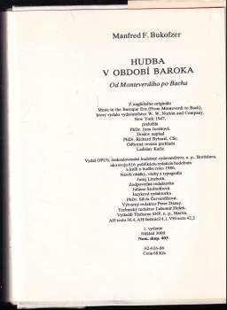 Manfred Fritz Bukofzer: Hudba v období baroka
