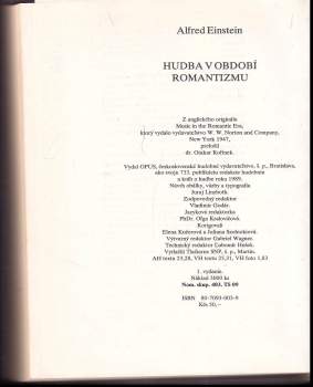 Alfred Einstein: Hudba v období romantizmu